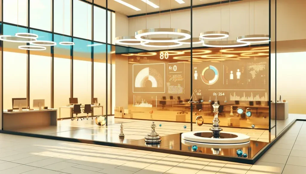 Office with employees utilizing AI tools for enhanced productivity.